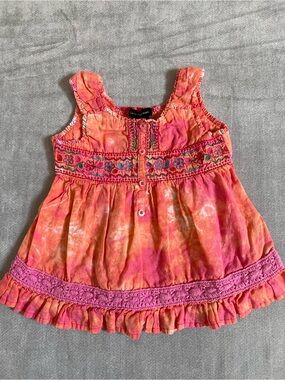 Calvin Klein Jeans Pink Orange Tie-Dye Embroidered Girls 18M Tank